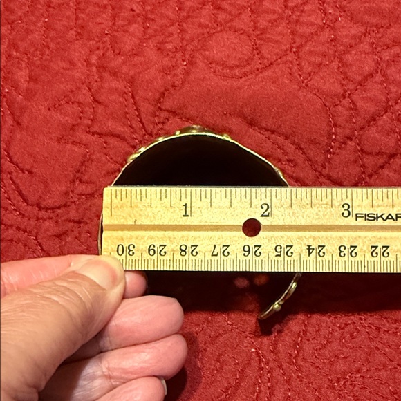 Vintage Artisan Mixed Metal Brutalist With Black Onyx Cuff Bracelet - Picture 12 of 12